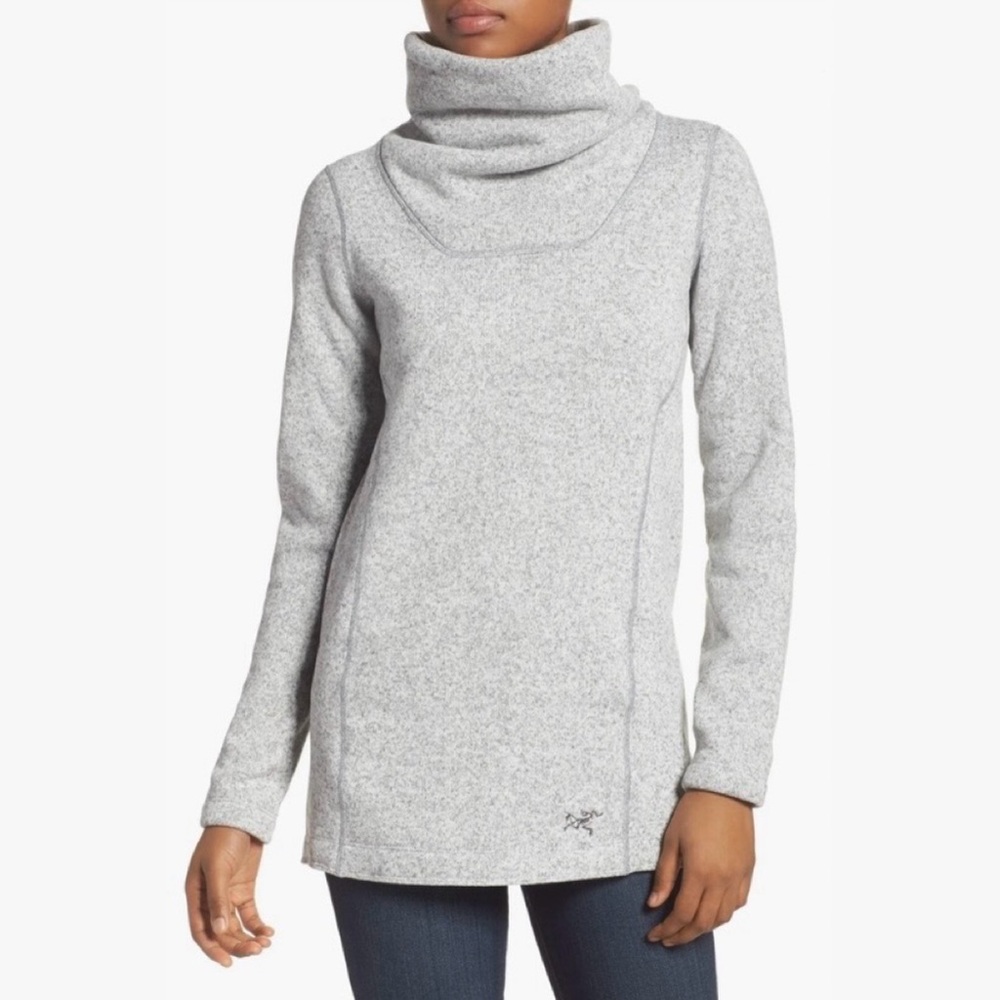 Arcteryx desira tunic cowl turtleneck fleece heather grey